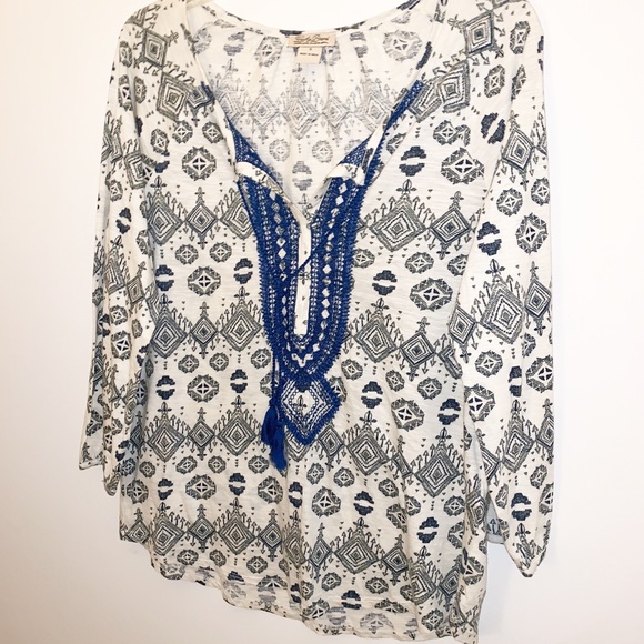 Lucky Brand Boho Tassel Blouse - Picture 2 of 4